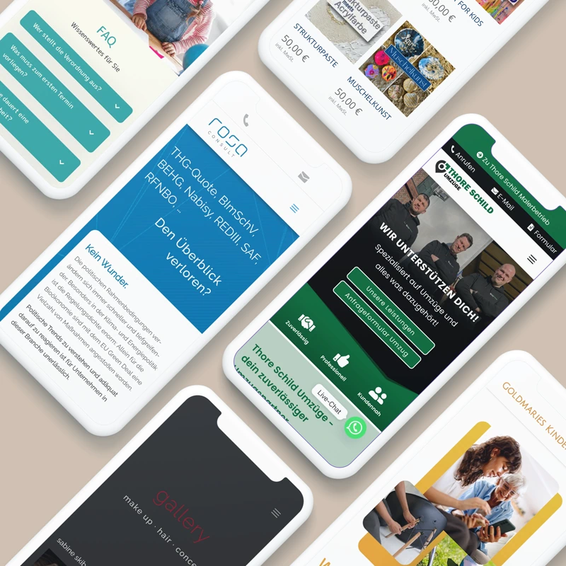 Ulf Ricken Kommunikation & Design - Webdesign ©2026 Mehrere Beispiele von responsiven und mobilen Webdesigns.